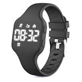 Kids Led Activity Tracker Tracker Watch for Ages 5-15, No App Required, Digital Sport Wristwatch, Waterproof, Pedometer, Alarm Clock, Silicone Strap, for Teens Children Students Boys Girls (Black)