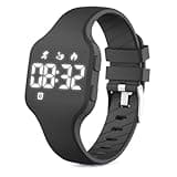 Kids Led Activity Tracker Tracker Watch for Ages 5-15, No App Required, Digital Sport Wristwatch, Waterproof, Pedometer, Alarm Clock, Silicone Strap, for Teens Children Students Boys Girls (Black)