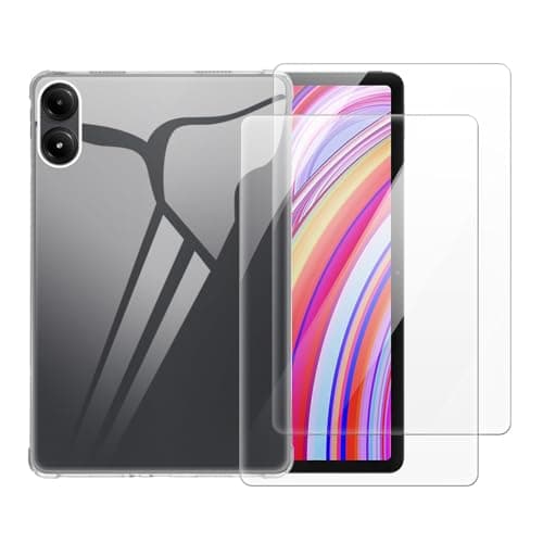 OAGELIM 2 in 1 Case and Screen Protector Compatible with Xiaomi Redmi Pad Pro 5G 12.1 2024 Protective Cover with Tempered Glass Film(Clear)