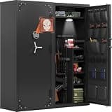 KAER Large Biometric Gun Safe for Rifles and Pistols,Storage 20-25 Firearms (with/Without Scopes),Gun Cabinet with Adjustable Storage/Pistol Pouches Rifle Safe for Home Defense,Hunting,Shooting,AR-15