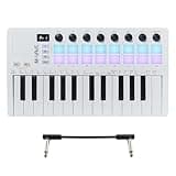 M-VAVE SMK-25 II MIDI Keyboard Controller with Backlit Drum Pads, Bluetooth Wireless Portable Rechargeable MIDI Controller, Beat Maker DAW Controller Wireless Bluetooth MIDI Keyboard (SMK-25 II White)
