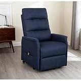 Geelife Fabric Recliner Sofa with Control Handle, Power Lift Chair, Side Pockets - Blue