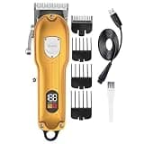 DAXXIN Hair Clippers, Professional Clipper Adjustable Hair Trimmer for Men Barber Shop Electric Beard Haircut Machine Rechargeable(Gold)