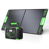 EBL 500W Portable Power Station with 100W Portable Solar Panel 20V, Outdoor Solar Generator 500W(Peak 1000W) Backup Battery Pack Solar Kit for RV/Van Camping Fishing Climbing Road Trip Home Emergency
