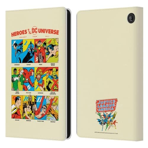 Head Case Designs Officially Licensed Justice League DC Comics Heroes 90th Anniversary Leather Wallet Case Compatible with Amazon Fire 7 2022