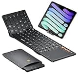 ProtoArc Foldable Keyboard with Touchpad, XK01 TP Folding Portable Keyboard, Full Size Keys, Large Trackpad Bluetooth Travel Keyboards for Laptop PC Tablet - Black