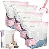 Large Capacity Vacuum Bags No Pump Needed, No‑pump Vacuum Storage Bags, No-Pump Large Vacuum Storage Compression Bags, 3-Sec Fast Compression Bag, Press & Seal, Space-Saving & Reusable (4PCS M)
