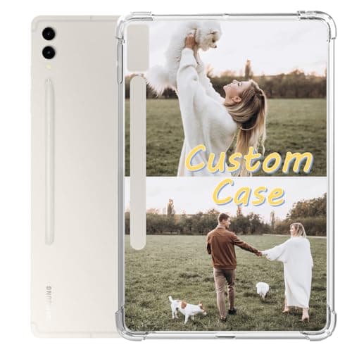 Personalized case for Samsung Galaxy Tab S10 Plus 2024/S9 Plus 2023 12.4-inch, Customized Photo Picture Text Name Tablet Cover Lightweight Soft TPU Shockproof Impact Resistant Transparent Clear