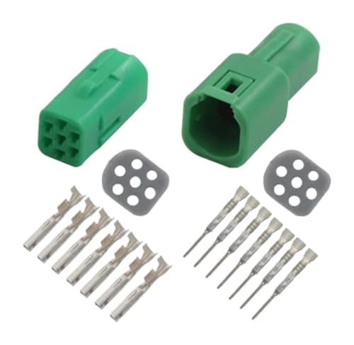 XCKGTESF Automotive Wire Connectors 7 Pin Male Female Cable Connector Green Wiring Seal 2822344-1 2822343 917319-4 Car Maintenance(7p,1 Set)(7p female male,10 sets)