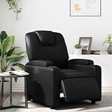 KHNLGFR Power Electric Recliner Chair with 135 Degree Recline, Black Faux Leather, Cup Holders and Side Pocket, Wood and Metal Frame