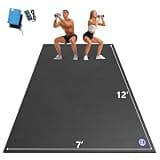 MRO Extra Large Exercise Mat 12'x7'/9'x7'/7'x7'/7'x5'(7mm), High-Density Workout Mats for Home Gym Flooring, Non-Slip, Extra Thick Durable Cardio Mat, Ideal for Plyo, MMA, Jump Rope - Shoe Friendly
