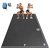 MRO Extra Large Exercise Mat 12'x7'/9'x7'/7'x7'/7'x5'(7mm), High-Density Workout Mats for Home Gym Flooring, Non-Slip, Extra Thick Durable Cardio Mat, Ideal for Plyo, MMA, Jump Rope - Shoe Friendly