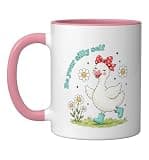 Be Your Silly Self Cute Girl Goose Positive Message Ceramic Mug, Pink/White, 11oz