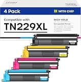 iNKPAD Compatible TN229XL Toner Cartridge 4 Pack High Yield Replacement for Brother TN229XL TN229 Compatible with MFC-L3780CDW HL-L3280CDW MFC-L3720CDW HL-L3300CDW Printers (Bk/C/M/Y)