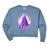 Womens I Think Therefore I Yam Ube Pun Purple Yam Dad Joke Comfort Colors Crop Sweatshirt
