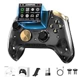 Doriteney RG G01 Wireless Gaming Controller with Heart Rate Monitor & Display, Hall Effect Triggers, Programmable Back Buttons for PC, Switch, Steam, Android, iOS - 2.4G/Bluetooth/Wired Black