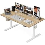 Grandder 55x32 Extra-Deep Electric Standing Desk, Wide Desktop Fits 49" Ultrawide Monitor+Dual Screens, 176 lbs Capacity, 2 Memory Presets, Anti Collision, Computer Desk for Home Office & Gaming, Oak