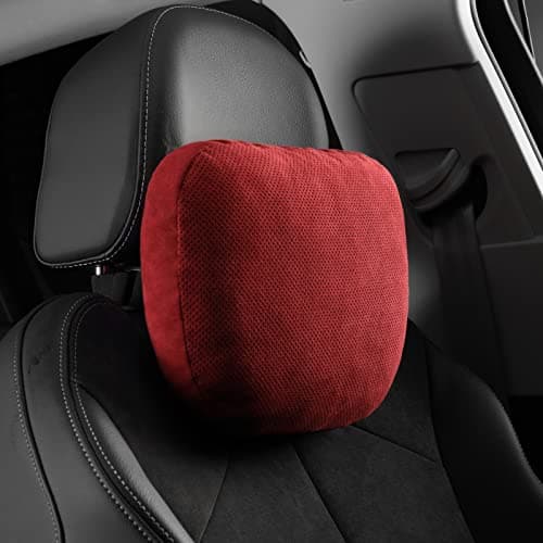 Headrest Pillow Head Neck Support,Double-Sided Fits Alcantara and Nappa Leather Universal Travel Pillow (Red)