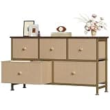 OLIXIS Dresser for Bedroom with 5 Drawers, Wide Chest of Drawers, Fabric Bedroom Dresser with Drawer Organizers, Storage Organizer Unit with Fabric Bins for Closet, Living Room, Hallway,Khaki