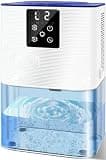 MTOX Dehumidifier, 3L/105oz Water Tank, 1100ml/Day, Dehumidifier for Bathroom Bedroom Basement RV, Quiet 28dB Sleep Mode, Auto Shut-Off, Auto Defrost, 7-Color LED Light, Digital Display (Milky White)