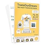 TransOurDream Upgraded Iron on Heat Transfer Paper for T Shirts (20 Sheets, 8.5x11) Iron on Transfers for Light Fabric Printable Heat Transfer Vinyl for Inkjet Printer (TOD-4)