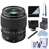 Fujifilm GF 80mm f/1.7 R WR Lens, Black, Bundle with 77mm Filter Kit, Wrap, Shade, Pen Cleaner and Cleaning