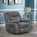 GOWE Encino Grey Upholstered Padded Arm Glider Recliner