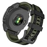 OVERSTEP Watch Band for Garmin Fenix 8 47mm/Fenix 7/Fenix 6/Fenix 5/Fenix E, 22mm Silicone Replacement Strap for Forerunner 965/955/945/935 Smartwatch, Olive Green/Black