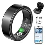 TERRALAB 2.0 Smart Ring,iOS & Android Compatible,IP68 Waterproof,Sports/Stress/Blood Oxygen/Heart Rate/Sleep Health Monitoring for Women&Men, with a Charging Case,No Subscription Fee (Black, 9)