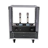 Pattosaey 12U AV Rack Stand Portable Rolling Network Rack with 4 Universal Wheels Free Standing Audio Rack Cabinet for Computer Chassis Mixing Console Microphone Amplifier, 220lbs Capacity (12U)