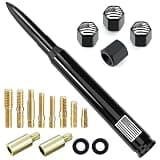 Car Truck Bullet Antenna with Tire Valve Caps American Flag Universal Short Replacement for GMC Sierra Chevy Silverado Dodge Ram 1500 2500 3500 Ford F150 F250 F350 Super Duty Raptor Accessories, Black