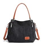Anti-Theft Classic Shoulder Bag for Men Ladies Canvas Casual Handbag Large Capacity Crossbody(Black)