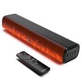 Rythflo 60W Bluetooth Sound Bar, 16 inch Compact TV Soundbar with Remote, 8 Flame Light Modes, Optical/ARC/AUX/RCA Connections, Wall-Mountable Home Theater Speaker for TV, PC, Projector, Gaming