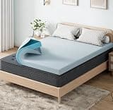 OhGeni 2 Inch Queen Memory Foam Mattress Topper Pad with Cover, Soft Bed Cover with Anti-Slip Base, Enhanced with Cooling Gel,Premium Comfort for Sleep & Back Pain Relief, Removable & Washable