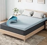 OhGeni 2 Inch Queen Memory Foam Mattress Topper Pad with Cover, Soft Bed Cover with Anti-Slip Base, Enhanced with Cooling Gel,Premium Comfort for Sleep & Back Pain Relief, Removable & Washable