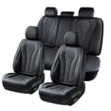 Coverado Seat Covers, Car Seat Covers Full Set, Black Car Seat Cover, Car Seat Covers Front Seats Back Seat Cover, Waterproof Car Seat Cushion, Leather Seat Covers Seat Protector Fit for Most Cars