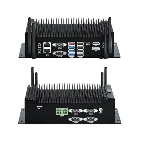 WEIDIAN Industrial PC, Fanless Computer i7 10510U(up to 4.9 GHz), Mini PC with 2RS232 + 4RS422/485/232 COM, Type-C, HD, DP Triple Display, 8USB, 2GPIO, WiFi, BT, Win11(32GB RAM 512GB M.2 SSD)