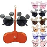 Kallisya Mouse Ears Sunglasses for Women Adults, Mouse Sunglasses UV Protection with Leather Case, Fun Glasses for Cosplay Party Eyewear (Black)