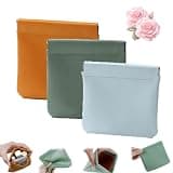 KDGENG Organizer Pouch Waterproof,Leather Organizer for Inside Large Makeup Bag, Personalized Snap Closure Leather OrganizerPouch,Mini No Zipper Self-Closing Pocket Cosmetic Bag (#B)