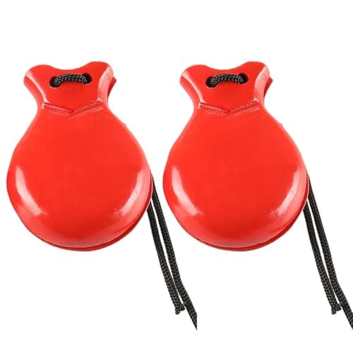 2 Pcs Traditional Flamenco Castanets Spanish Castanets with String Wooden Hand Percussion Music Instrument for Beginner Percussion Wood Instruments