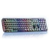 TISHLED Wireless Gaming Keyboard RGB Backlit, Tri-Mode 2.4G Wireless Bluetooth 5.0 & USB-C Wired, Full Size 105-Key Membrane Keyboard with Ergonomic Design & Numeric Keypad for PC Mac Laptop - Black