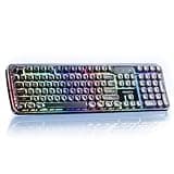 TISHLED Wireless Gaming Keyboard RGB Backlit, Tri-Mode 2.4G Wireless Bluetooth 5.0 & USB-C Wired, Full Size 105-Key Membrane Keyboard with Ergonomic Design & Numeric Keypad for PC Mac Laptop - Black