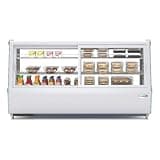 Pemberly Row 48" Countertop Display Refrigerator, White Finish, 2 Shelves, Glass Front, Digital Temperature Control, LED Lighting, Automatic Defrost, Ideal for Bakery, Coffee Shop, or Small Restaurant