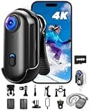 JIALAIWOWO 4K Action Camera with 64GB Card, Mini Body Camera with Audio Recording, Wi-Fi Magnetic Hands-Free POV Cam for Motorcycle Helmet Vlogging with Waterproof Case & 360° Rotatable Clip