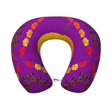 ChenGua Smiley Orange Print Travel Neck Pillow, U-Shape Memory Foam Airplane Pillow, for Car&Home Office, Washable Cover