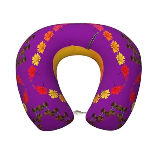 ChenGua Smiley Orange Print Travel Neck Pillow, U-Shape Memory Foam Airplane Pillow, for Car&Home Office, Washable Cover
