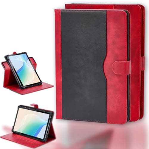 Case for Biegedy B25 10.1-inch Tablet Case 360 Degree Rotation Multi-Viewing Angels PU Leather Stand Folio Cover Camera can be Used Red