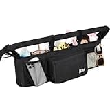ZZM Double Stroller Organizer for Bob Duallie and Baby Jogger City Mini GT2, Double Baby Stroller Accessories with 2 Cooler Pockets, Parent Console Double Jogging Stroller Organizer(Empty Bag)