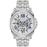 Bulova Men's Classic Sutton 3-Hand 21-Jewel Automatic Watch, 42 Hour Power Reserve, Skeleton Dial, Luminous Hands, 100M Water Resistant, 43mm
