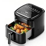 6 Qt Air Fryer, 8-in-1 Presets Electric Hot Oven with 24H Delay Start, Touchscreen and Visible Window, 1500W